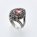 SS + 18K +  Pink Tormaline Ring + Diamond Accents