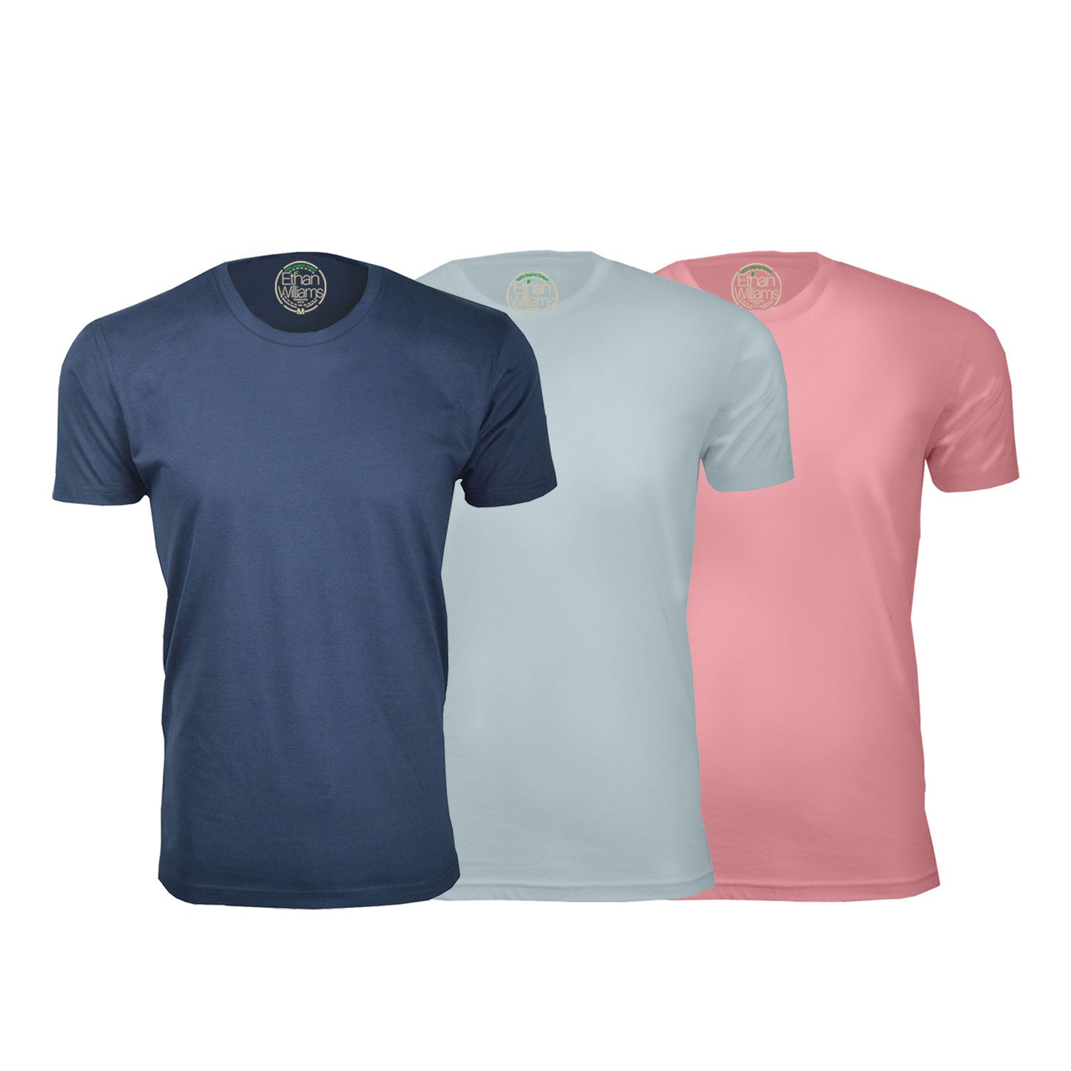 Semi-Fitted Crew Neck T-Shirt // Navy + Light Blue + Light Pink // Pack of 3
