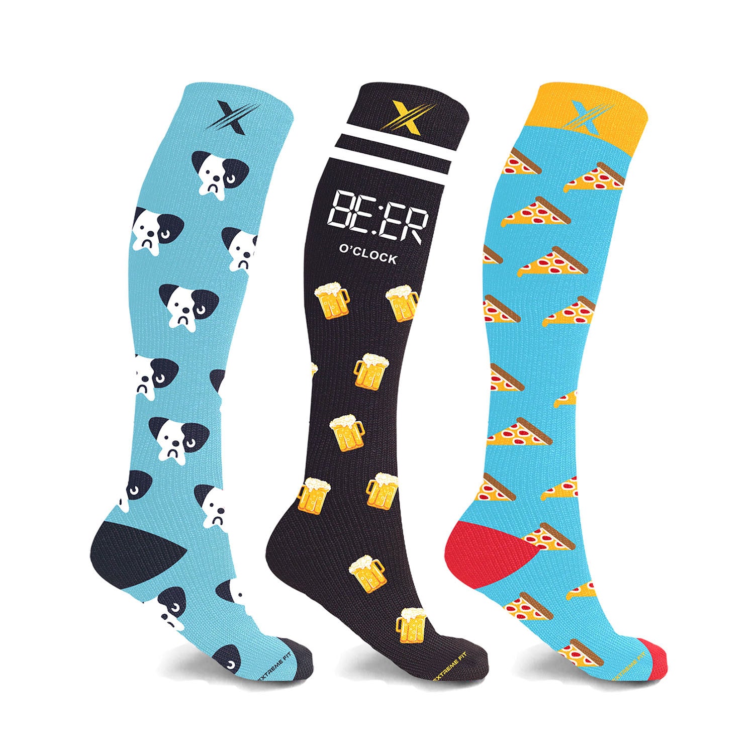 3-Pairs // Fun Expressive Compression Socks // Multi Pattern