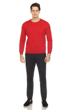 Sam Jacobi Men's Pullover Red Knitted Sweater Crewneck Stylish Knitwear Long Sleeve Casual Slim Fit