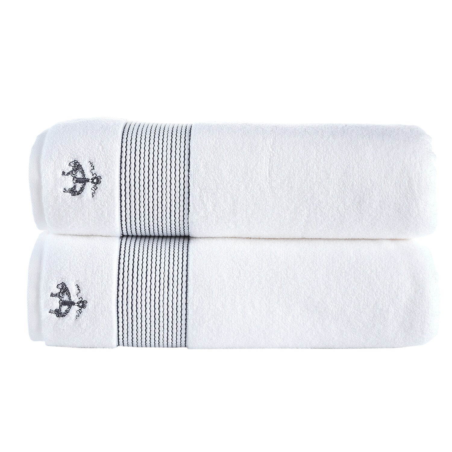 Brooks Brothers Rope Stripe Border // Bath Sheets // Set of 2