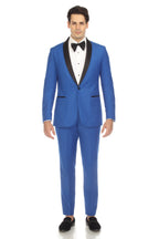 Men's Royal Blue Shawl Lapel Tuxedo – Slim Fit 2 Piece Suit | Ferrecci Reno
