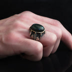 925 Sterling Silver Genuine Labradorite Stone Claw Shape Ring
