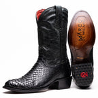 Western Collection Kansas // Python Leather Cowboy Boot // Black