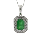 1.08ct Emerald Diamond Fashion Pendants 14KT White Gold