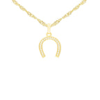 Horse Shoe Cubic Zirconia Pendant With Necklace Set 14K Gold Filled