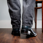 Western Collection Missouri // Python Leather Cowboy Boot // Black + Blue