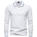 Long-Sleeve Tipped Polo Sweater // White