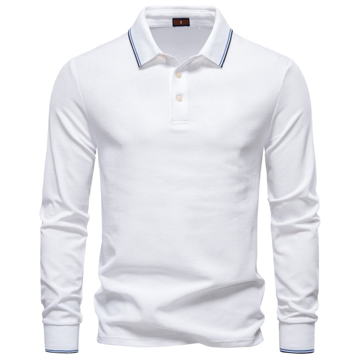 Long-Sleeve Tipped Polo Sweater // White