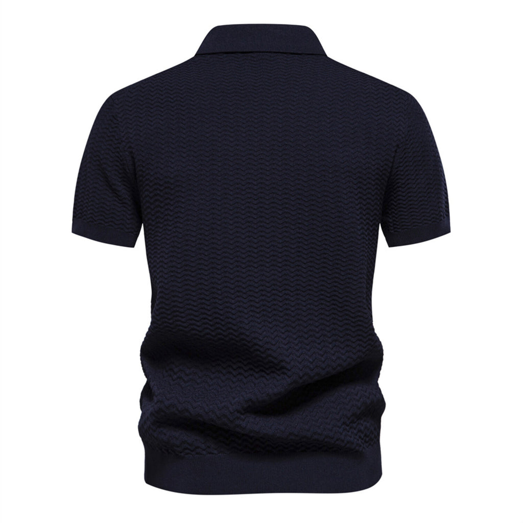 Textured Zippered Polo // Navy Blue
