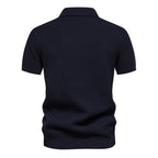 Textured Zippered Polo // Navy Blue
