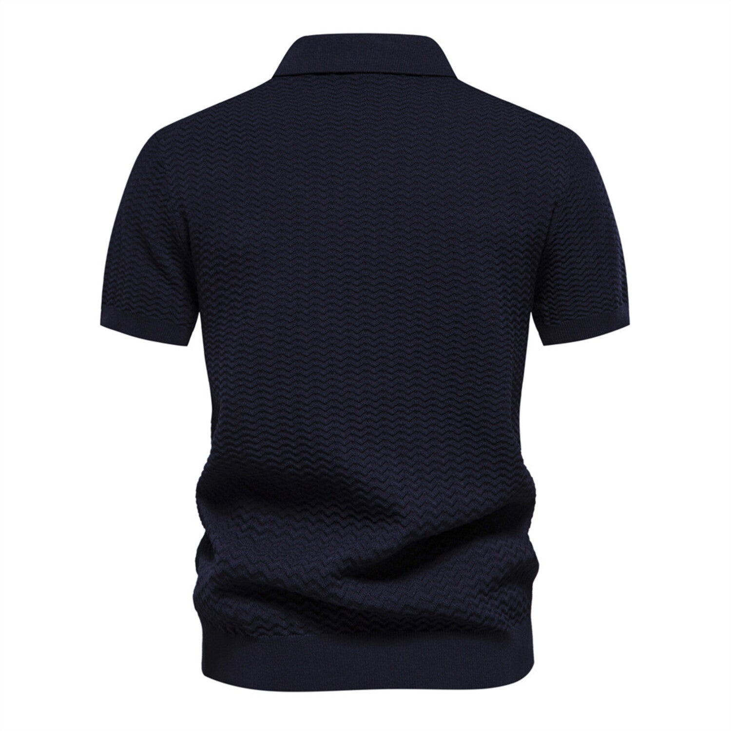 Textured Zippered Polo // Navy Blue