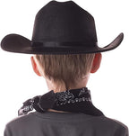 Jr Black Cowboy Hat with Bandana and Attached Badge Kids Child Hat