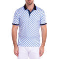 Contrast Checkered Pattern Short Sleeve Polo Shirt // White