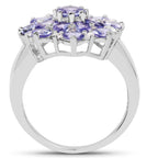 3.37 Carat Genuine Tanzanite and White Topaz .925 Sterling Silver Ring