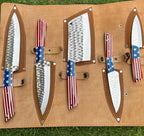 5 pieces Hand Forged D2 steel Texas Flag kitchen chef knives