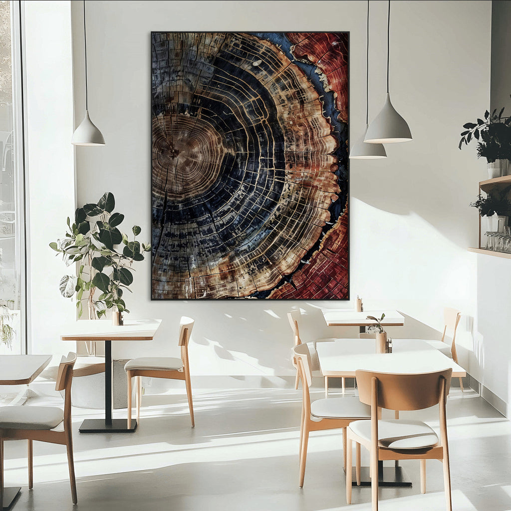 Tree Rings Wall Art Canvas Print | Framed Rustic Wood Grain