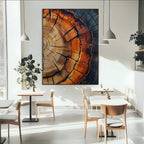 Rustic Wood Wall Art Canvas Print, Framed Tree Rings Nature Art, Earthy Tones Modern Rustic Decor