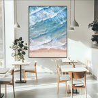 Aerial Ocean Waves Wall Art | Framed Tranquil Beach Canvas