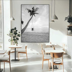Black White Palm Tree Wall Art | Framed Ocean View Canvas
