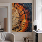 Rustic Wood Wall Art Canvas Print, Framed Tree Rings Nature Art, Earthy Tones Modern Rustic Decor