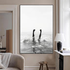 Black White Splash Wall Art | Framed Ocean Water Canvas