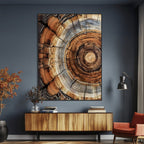 Tree Rings Wall Art Canvas Print | Rustic Cracked Wood Cross Section