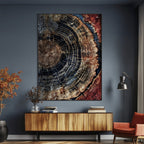 Tree Rings Wall Art Canvas Print | Framed Rustic Wood Grain