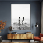 Black White Splash Wall Art | Framed Ocean Water Canvas