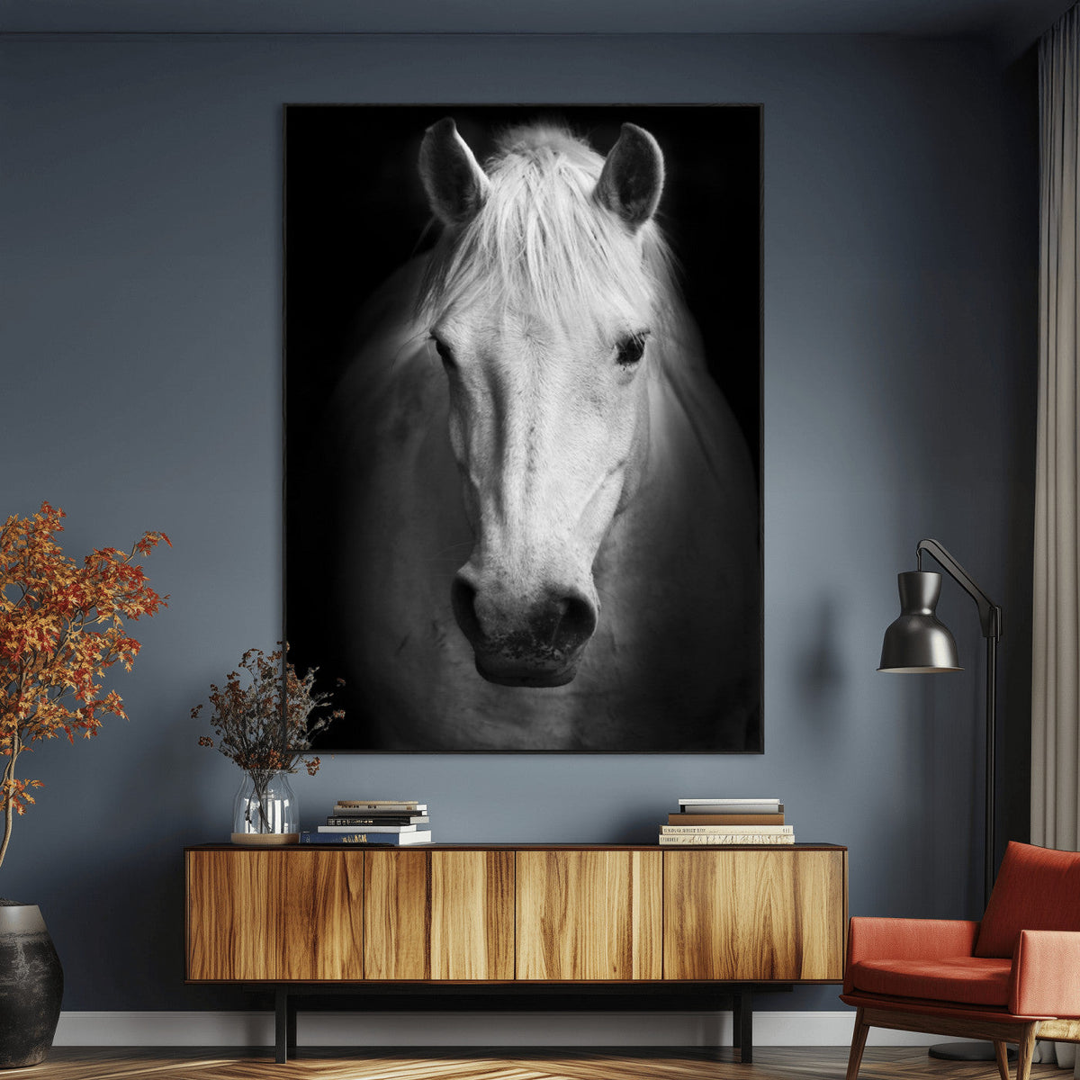 Large Wall Art White Horse Canvas Print