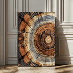 Tree Rings Wall Art Canvas Print | Rustic Cracked Wood Cross Section
