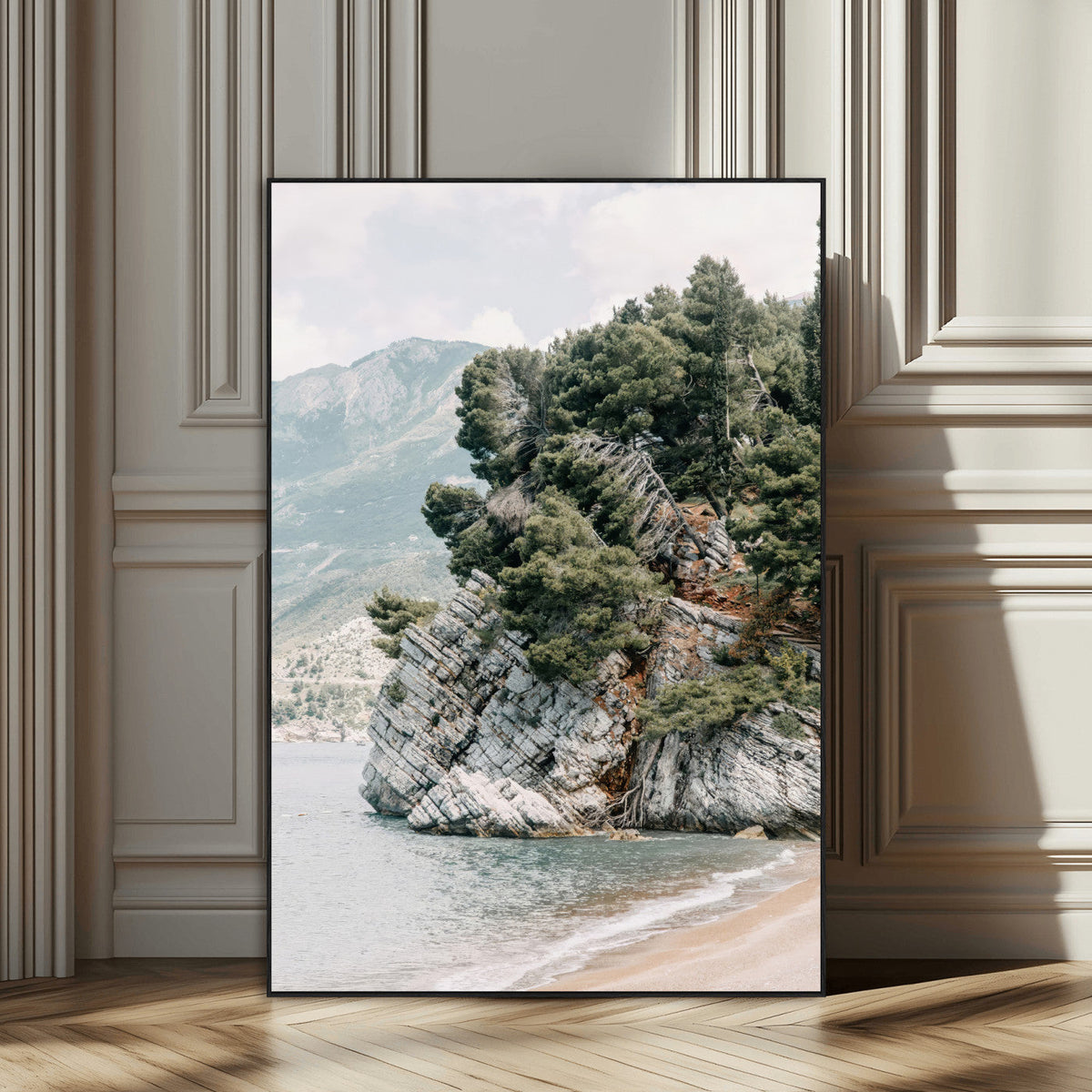 Beach Trees Wall Art Canvas Print, Framed Earthy Beachside Coastal Nature Art