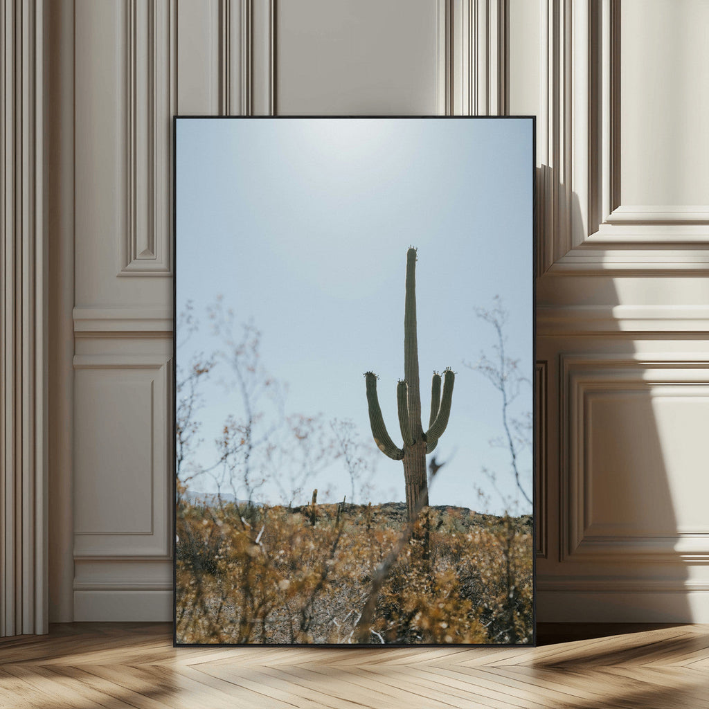 Saguaro Cactus Wall Art Canvas Print, Framed Desert Landscape Art, Southwestern Boho Decor