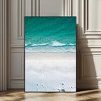 Turquoise Ocean Wall Art Canvas Print, Framed White Sand Shore Art, Gentle Waves Coastal Decor