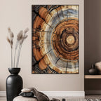 Tree Rings Wall Art Canvas Print | Rustic Cracked Wood Cross Section