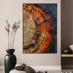 Rustic Wood Wall Art Canvas Print, Framed Tree Rings Nature Art, Earthy Tones Modern Rustic Decor