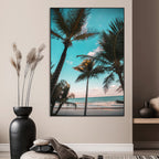 Palm Trees Wall Art Canvas Print, Framed Tropical Beach Art, Ocean Breeze Tropical Coastal Decor