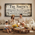 Custom Family Patio Sign Wall Art Canvas Print, Personalized Rustic Bar Sign