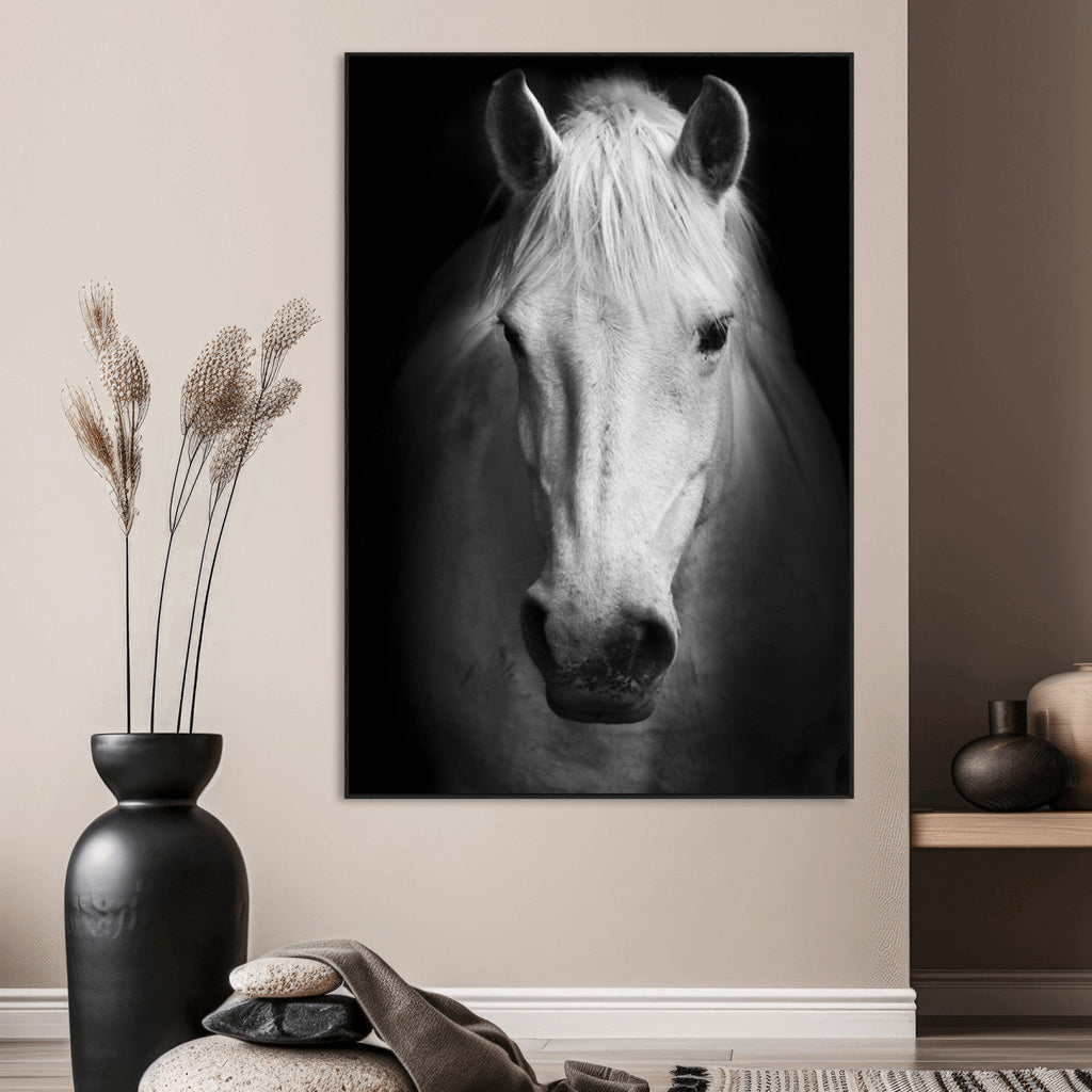 Large Wall Art White Horse Canvas Print