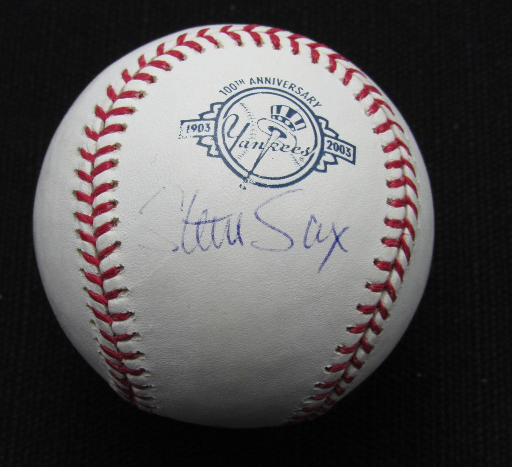 Steve Sax Signed/Auto Yankees 100th OML Baseball JSA  186876