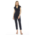 ALEXIA ADMOR Women's Large Blue Niamah Military Neck Jumpsuit