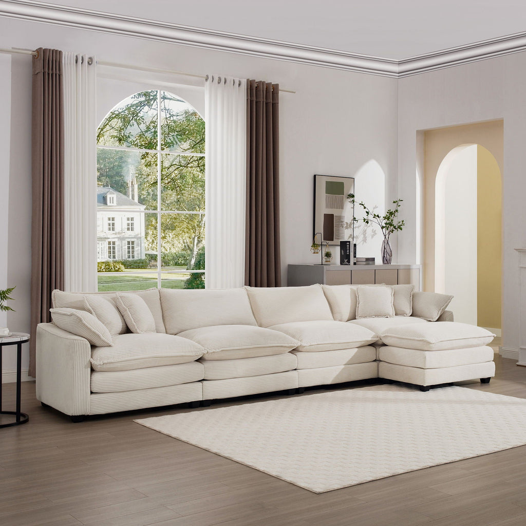 Modern Oversized Modular Cushion Sofa With Ottoman