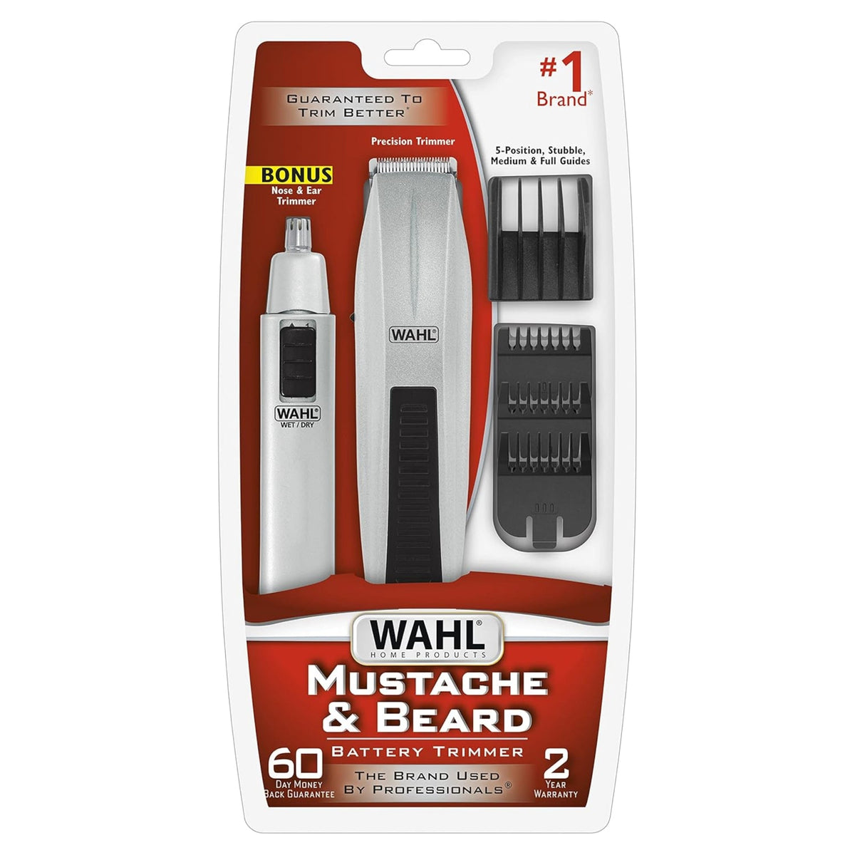Wahl Beard Trimmer for Men - Battery Operated Grooming Set with Nose and Ear Trimmer - 5537-420-MI