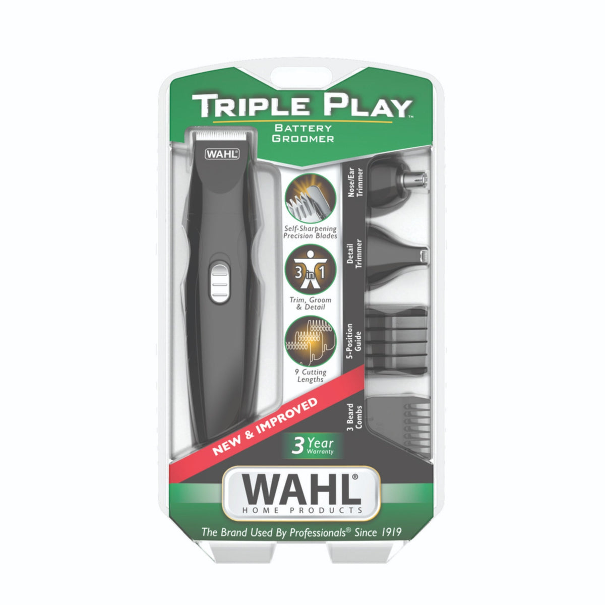 Wahl Triple Play Battery Trimmer Kit - Multi Purpose Grooming Set - 5537-6701-MI