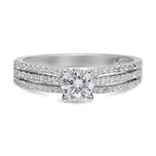 CZ 5mm Center Stone Sterling Silver Plated Crossover Halo Engagement Ring