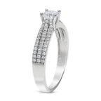 CZ 5mm Center Stone Sterling Silver Plated Crossover Halo Engagement Ring