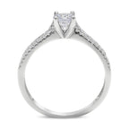 CZ 5mm Center Stone Sterling Silver Plated Crossover Halo Engagement Ring