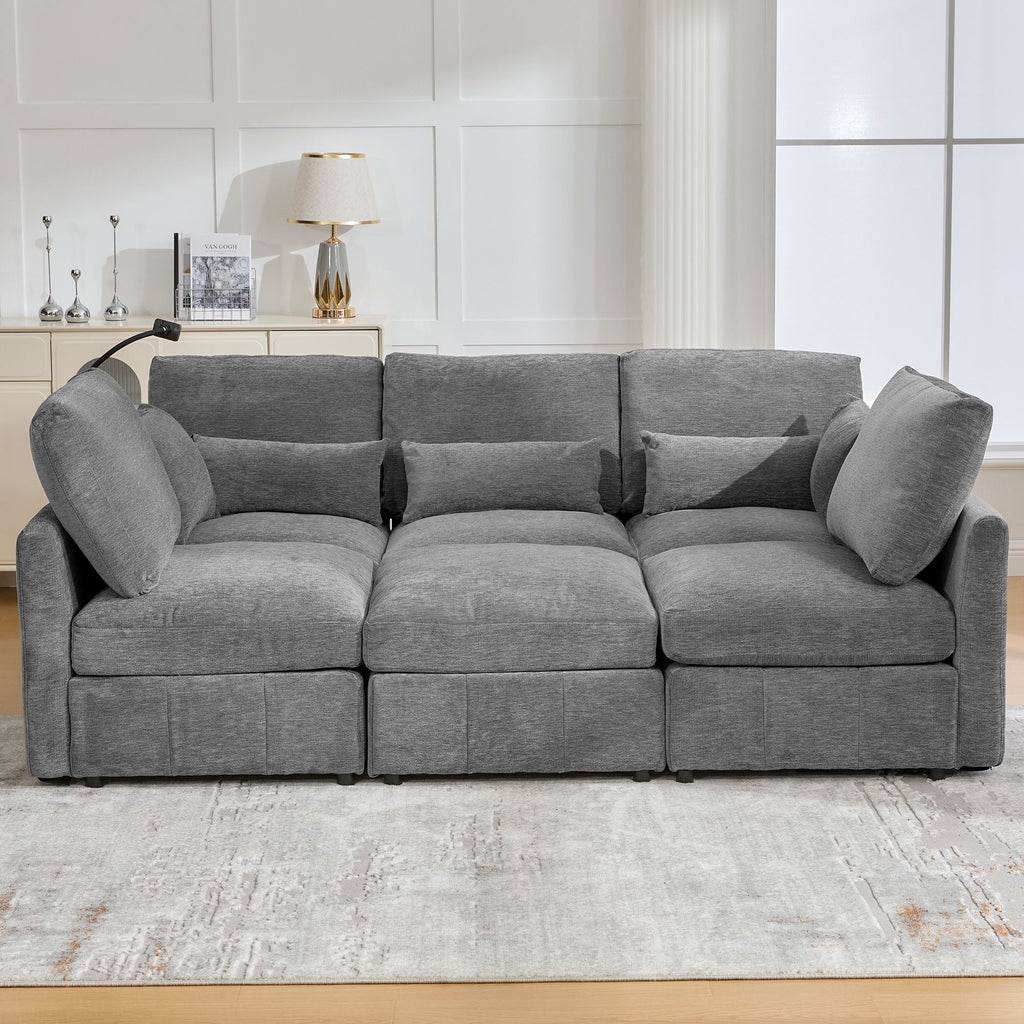 Modern Modular U-Shaped Sofa Bed With Movable Ottoman