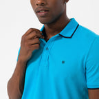 Marcelo Short Sleeve Polo Shirt // Turquoise + Navy