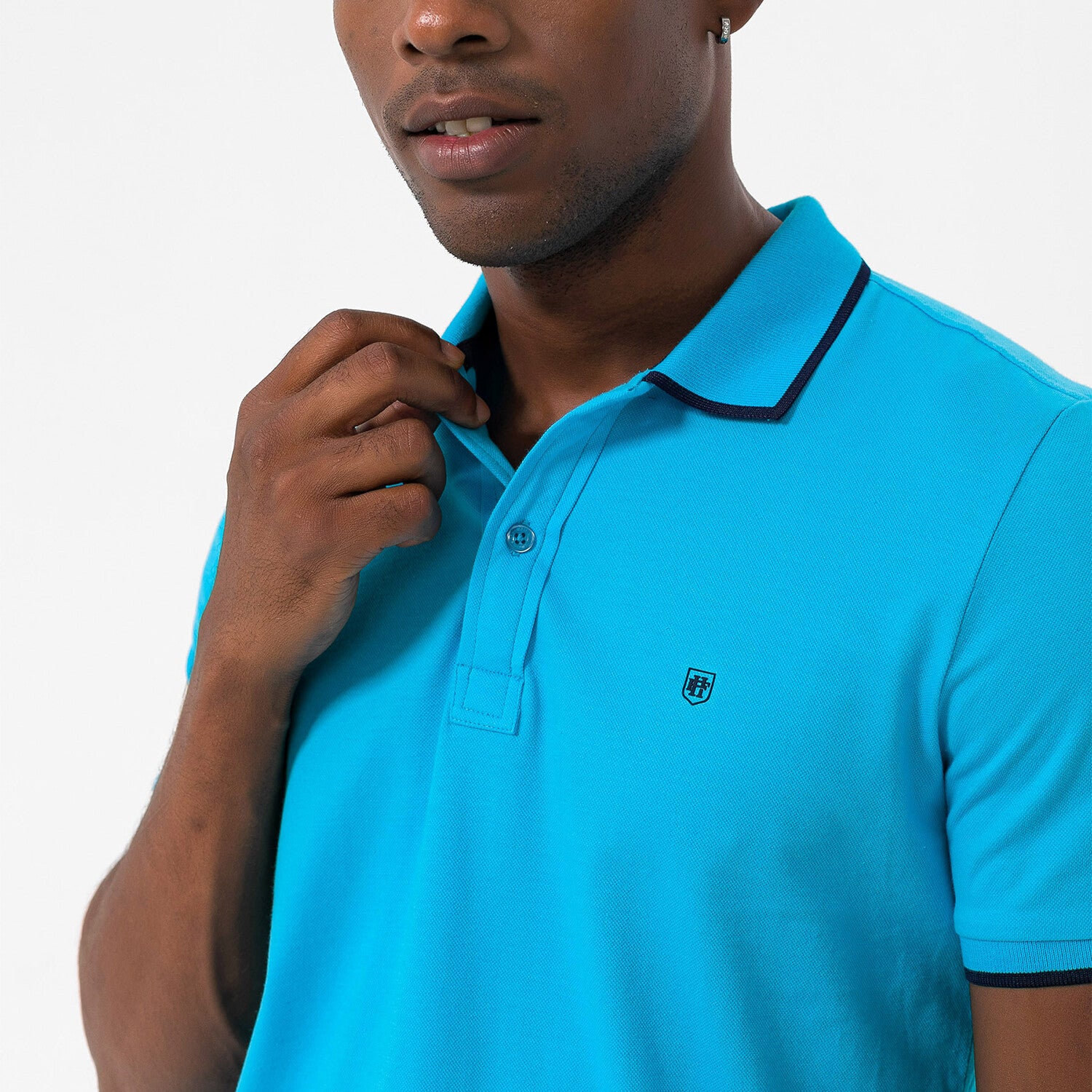 Marcelo Short Sleeve Polo Shirt // Turquoise + Navy